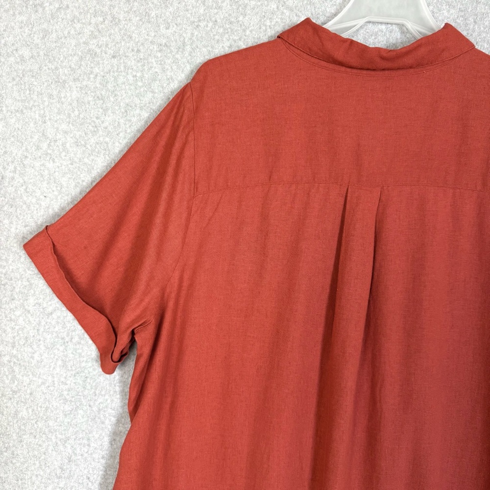 Old Navy Shirt Dress XL Tall Orange Linen Blend Button Up Beachy Boho READ - Picture 10 of 16